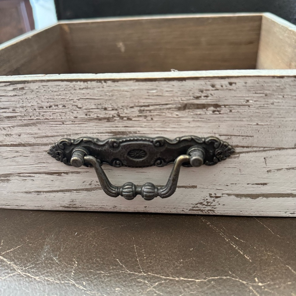 New Rustic Distressed Drawer W/Pull White Centerpiece Riser Home Decor Farmhouse